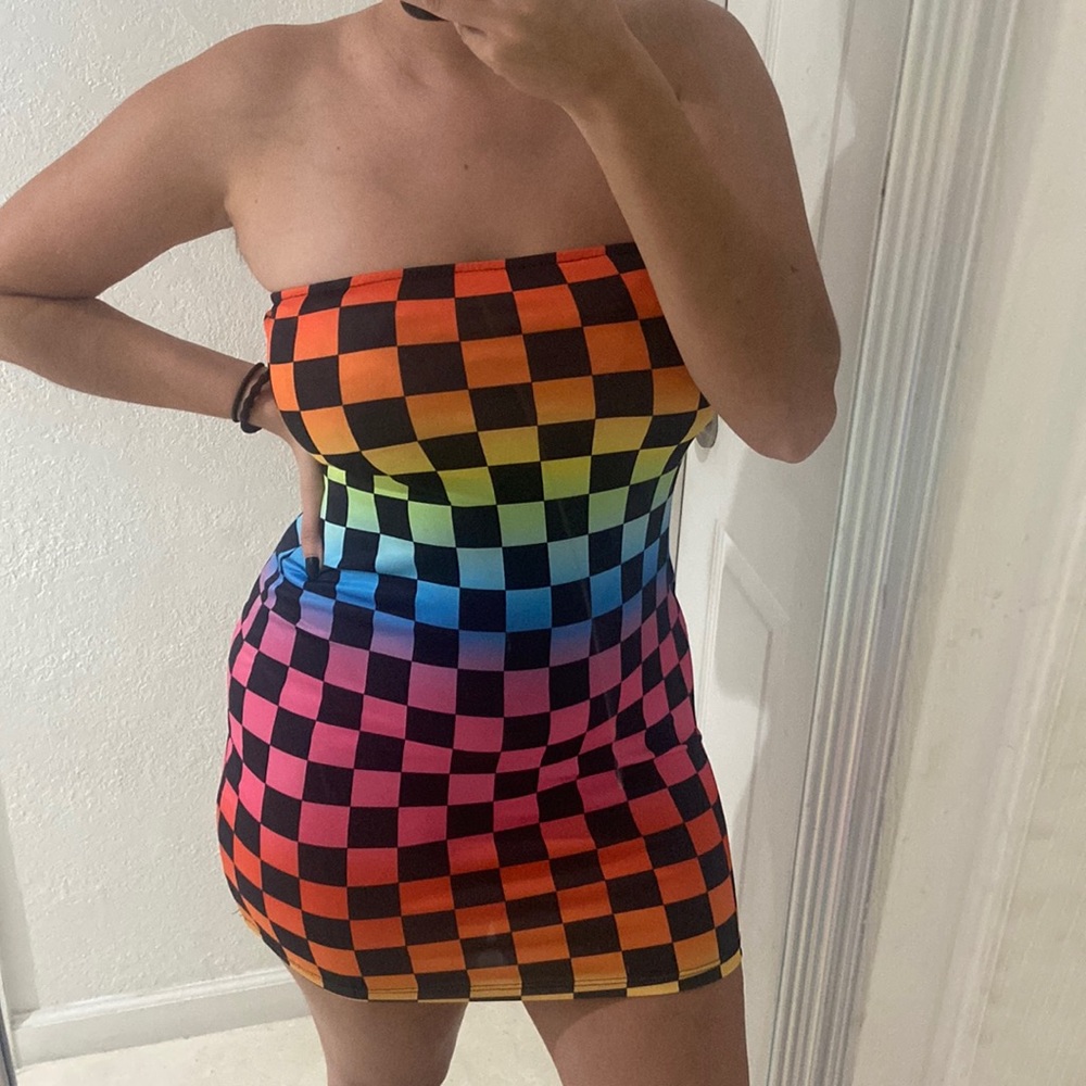 Dollskill checkered rainbow dress